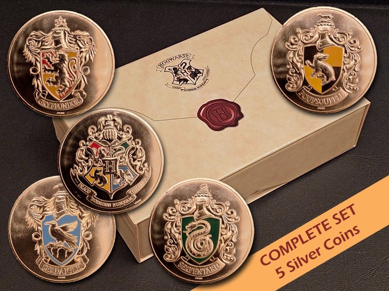 2022 France Silver € 10 Euro Harry Potter House Crests Coins & Folders, Full Set