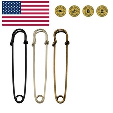 Set of 12pcs Extra-Large 4" Steel Safety Pins - Blankets, Skirts, Kilts, Craf...