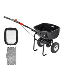 Uimoso Walk-Behind Push Spreader,60lbs Capacity,Adjustable 0-9.8 ft Spread Width
