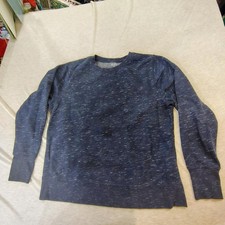 Tek Gear Ultrasoft Fleece Blue Space Dye Crewneck Sweatshirt Thumbholes XL