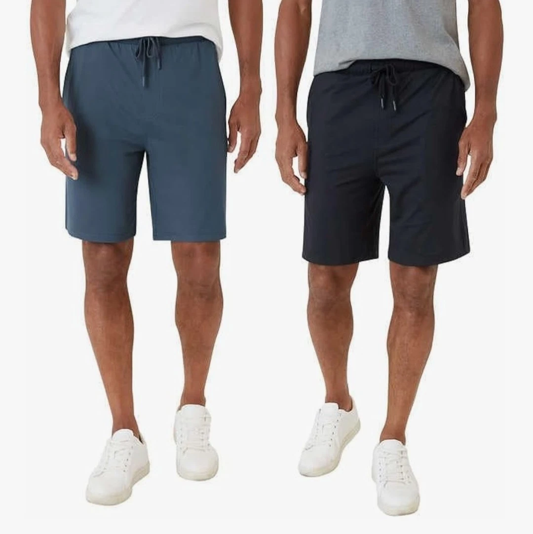 Eddie Bauer Men's XXL Knit Lounge Shorts 2-pack Zip Secured Pocket Black Blue
