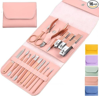 #ad 16 Pcs Nail Clippers Set Stainless Steel Manicure Pedicure Cuticle Grooming Tool $3.99