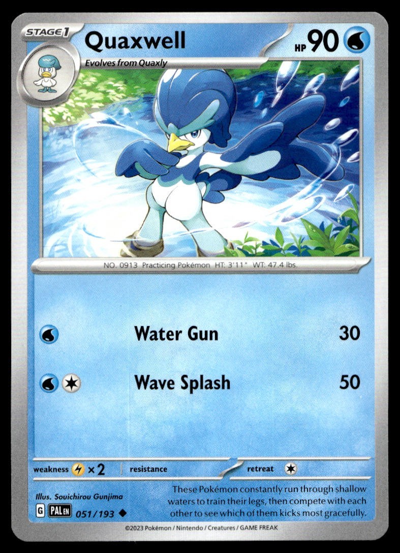Quaxwell 51/193 Pokemon Card Paldea Evolved Uncommon 90 HP Near Mint B106