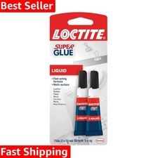 Super Glue Liquid, Clear, 0.07 fl oz Tube, 2 Pack - Superglue for Plastic, Wo...