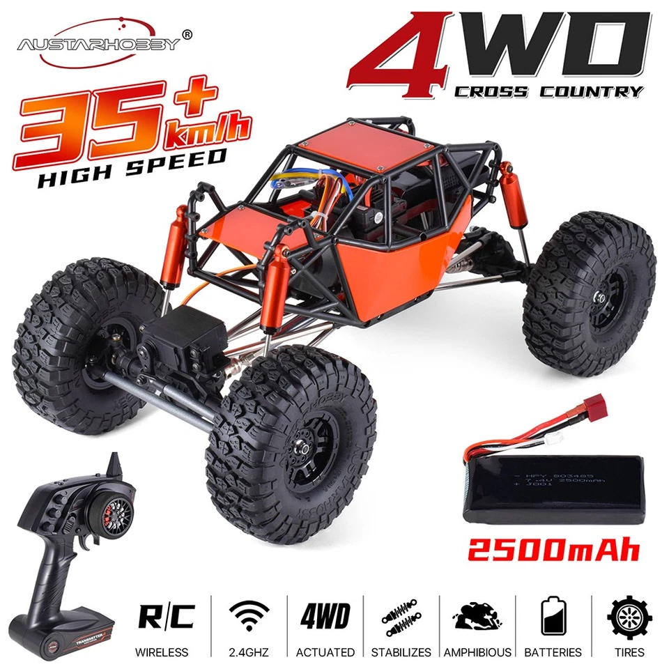 AUSTARHOBBY AX-8504 1/10 4WD 2.4G 35KM/H Rock Crawler RC Car w/ Tube Roller Cage - Image 2 of 4
