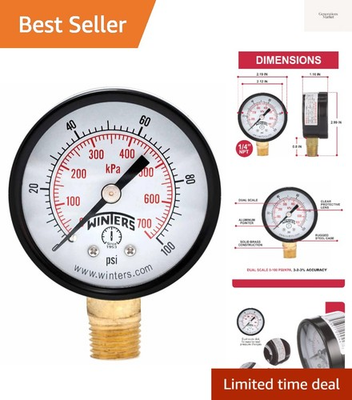 #ad #ad 2 inch Dial Size Multi Function Economy Utility Dry Pressure Gauge Brass In... $19.99