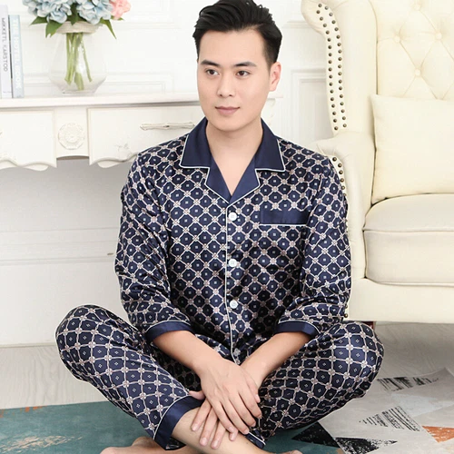 Luxus Herren Seide Satin Pyjama Set Weich Pyjama Langarm Nachtwäsche Loungewear - Bild 29 von 74