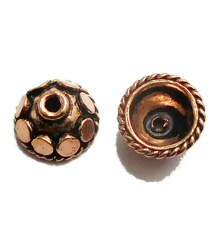 14 PCS 12MM SOLID COPPER BALI BEAD CAP ANTIQUE COPPER 264 SBI-521