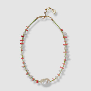 Authentic $204 Brinker & Eliza Women's Pink Green 24k Gold Plated Rising Sun Necklace