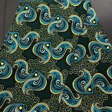 African fabric, Ankara fabric, Metallic gold glitter, Emerald swirls print
