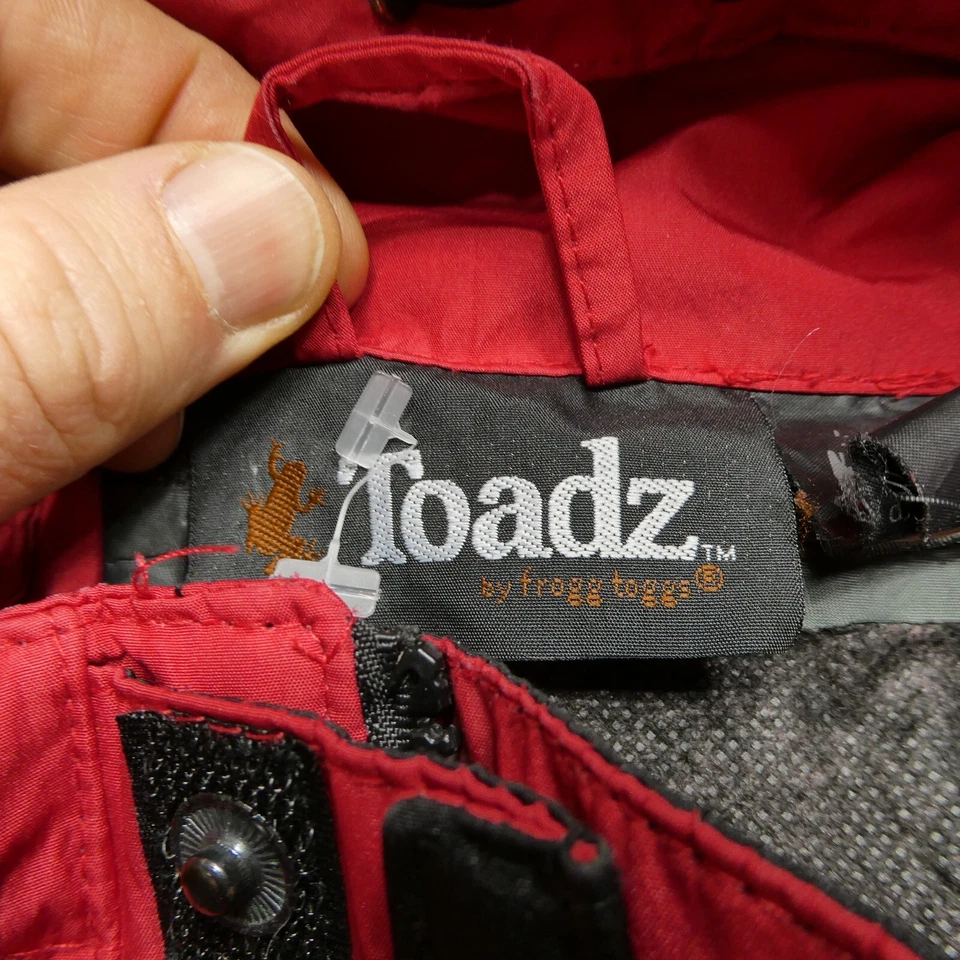 Chaqueta de Lluvia Frogg Toggs Toadz Para Hombre M Roja Negra Impermeable Capucha Retráctil Foto 3 de 4