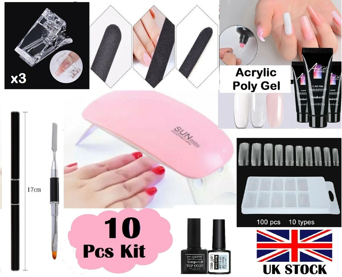 Amazon.com: Gel Nail Kit Easy Nail Extension Set with 500Pcs Soft Gel Nail  Tips Coffin Shape 3 In 1 Nail Glue Base Gel and Innovative Led Lamp Easy  Diy Nails Art Home