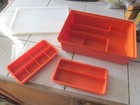 Vintage Tupperware Tuppercraft Organizer w/ Lid 1421-6 Burnt Orange 4 Piece Set