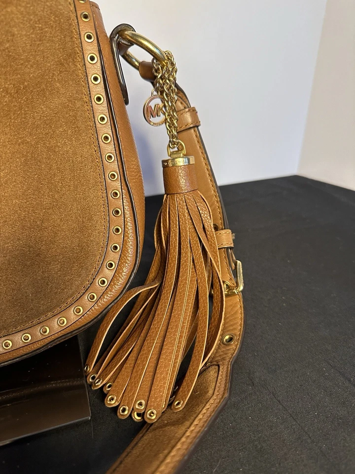 Bolso Michael Kors British Tostado Brooklyn Cuero/Gamuza Sillín, ¡Excelente Estado! Foto 4 de 4