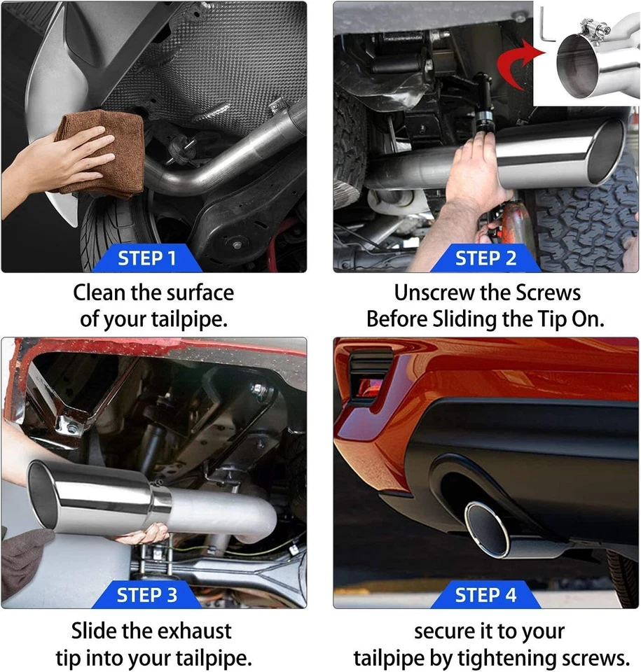 Exhaust Tip 5" Inlet /8" Outlet 15" L Bolt-On Chrome For Ford F-150 F-250 F-350 - Image 3 of 4