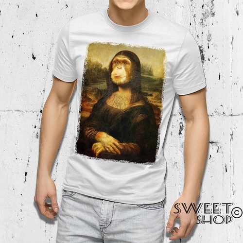 T-shirt maglietta MONNALISA SCIMMIA quadro autore Parigi simpatica Idea  regalo | eBay