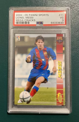 Panini 2004 Sports Megacracks #71 BIS Lionel Messi Barcelona Rookie Card PSA 3