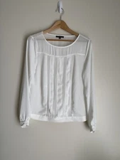 Adrianna Papell white pleated blouse Size medium boxy top