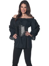 Women's Black Renaissance Long Sleeve Costume Shirt