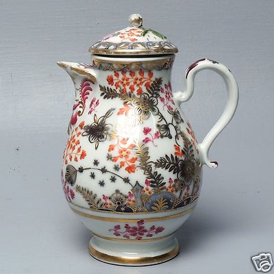 Old Early Vienna Porcelain Coffee or Chocolate Pot - Gaudy Rich Decoration.