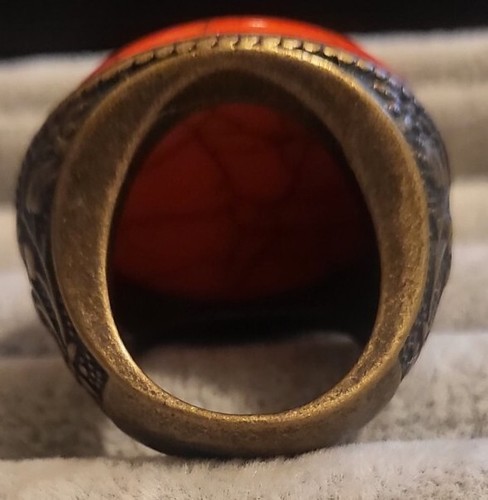 Ring Size N Red Cocktail Howlite Style Costume Brass Tone Vintage Statement Ring - Picture 3 of 7