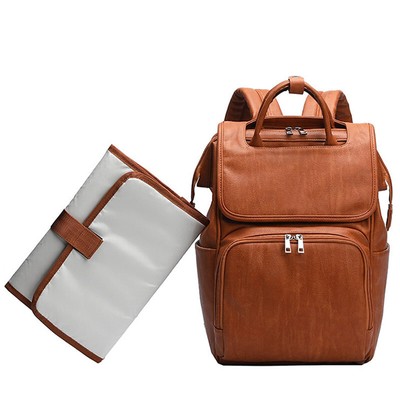 backpack changing bag leather