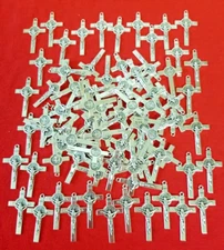  LOT OF 95  St Benedict Cross Silver  PLATED Catholic Jesus Crucifix Pendant 