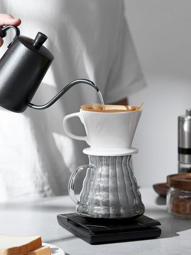 Pour over Kaffeemaschine, Keramik Kaffeetropfer, weiß - Bild 2 von 12