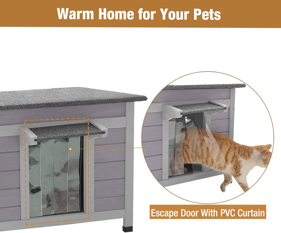Cat Houses for Outdoor Cats,Wooden Cat House Outdoor,Weatherproof Feral