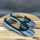 Lucky Brand Gray Black Striped Fabric Ballet Flats Slip On Shoes Womens Size 6 B