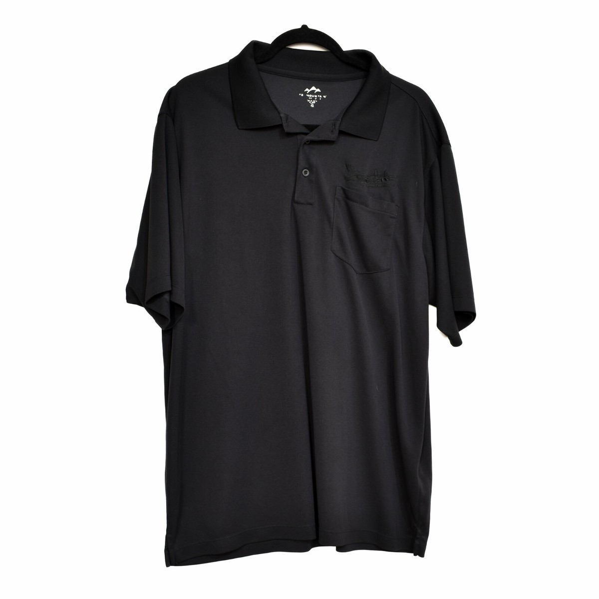 Tri Mountain Mens Black Polo Shirt Solid Pocket Short Sleeve Polyester Size  XL