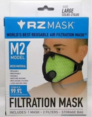 RZ M2 Mesh Mask Multi-Purpose Air Filtration + 2 Filters Green - Large