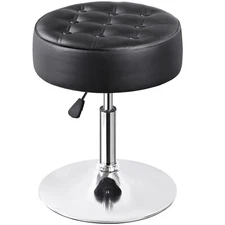 Swivel Makeup Ottoman Stool Modern Black Round Vanity Stool Chair for Bedroom