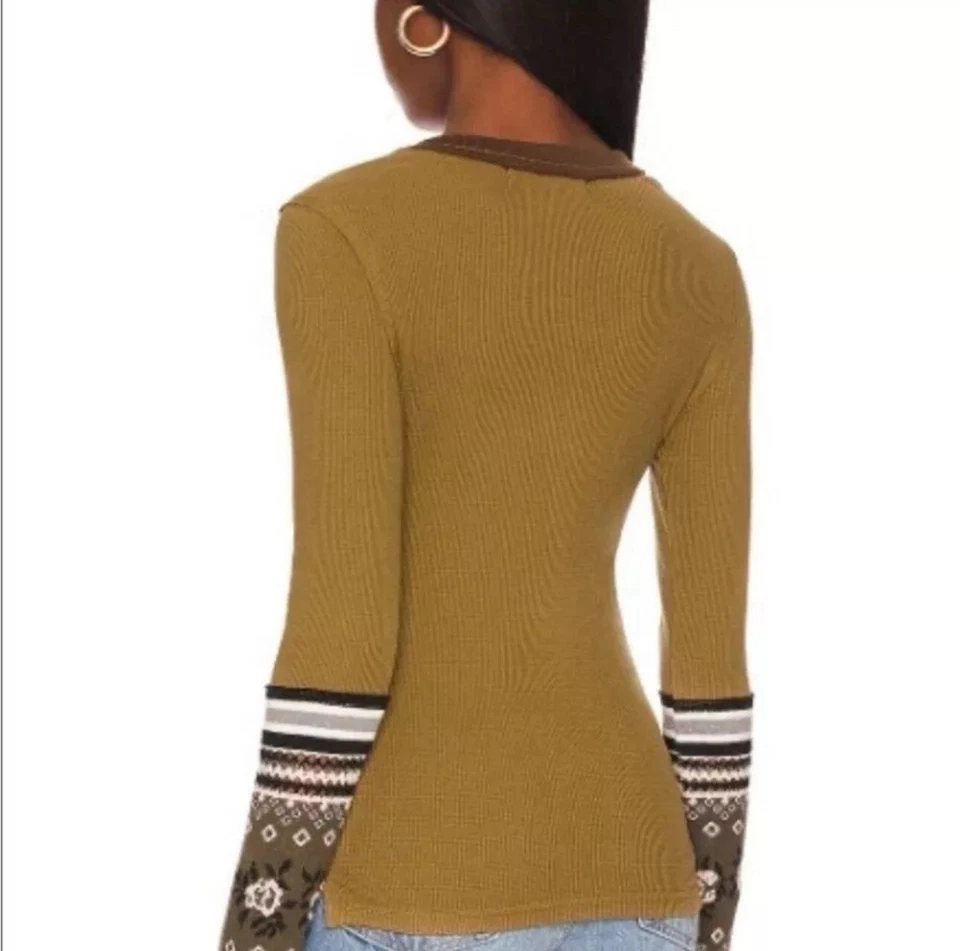 Puño Free People Mikah Capas Bordado y Detalle Crochet Verde Ejército XS Nuevo Foto 2 de 3