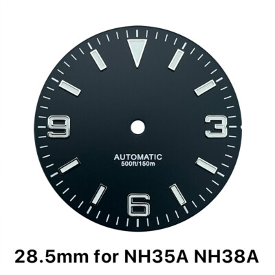 #ad 28.5mm Sterile Black Dial Explorer Style Watch Dial No Date for NH38A NH35A BGW9 $18.20