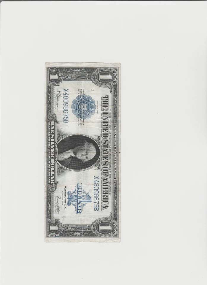 1923 $1 One Dollar Silver Certificate Note Horse Blanket Large Size Banknote. - Image 2 of 4