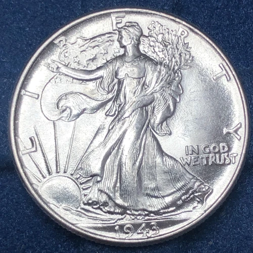 1943 Gem BU MS UNCIRCULATED Walking Liberty Silver Half Dollar MINT LUSTER! #248