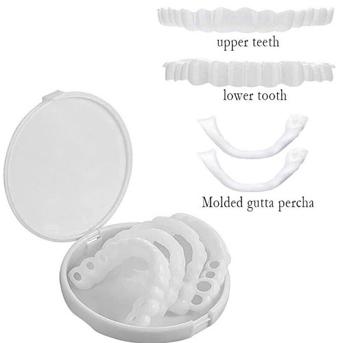Smile Snap On False Teeth Upper Lower Dental Veneers Dentures Tooth Cover 4X Set - Picture 8 of 8