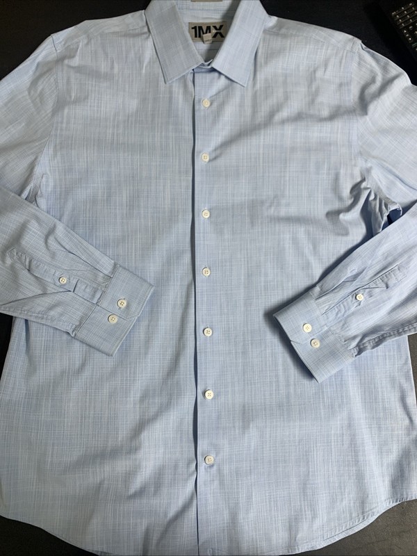 Express Fitted Men’s Long Sleeve Dress Shirt Size Large 16-16.5 Neck Light Blue