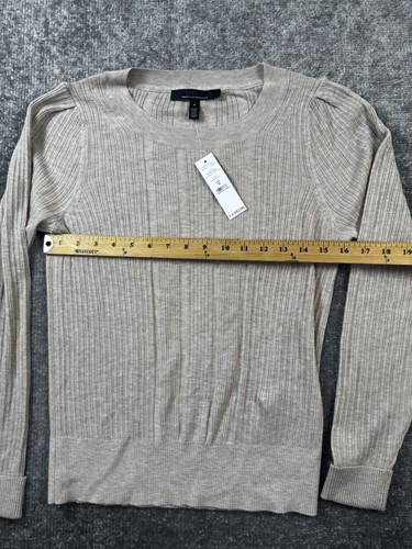 NWT ($85) WHITE HOUSE BLACK MARKET Cashmere Blend Beige Crewneck Sweater Medium - Picture 6 of 9