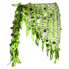 Belly Dance Hip Scarf Sequin Mesh Triangle Wrap Skirts Green 