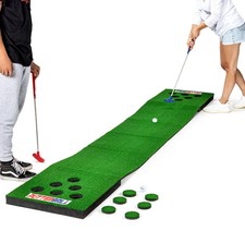 PutterBall Backyard Putting Game Portable Golf Mat Set with 2 Putters Balls