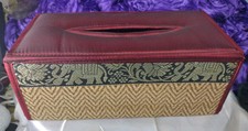 Reed Tissue Box Cover Holder Thai Silk Elephant Home Decor