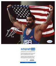 Gable Steveson Signed 8x10 Photo ‘USA’ MN Gophers Wrestling ACOA UFC MMA