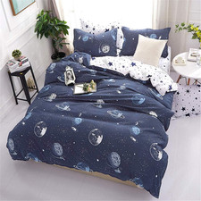 Galaxy Space Bedding Twin Boy, Microfiber Planet Boy Duvet Cover Twin Gift for T