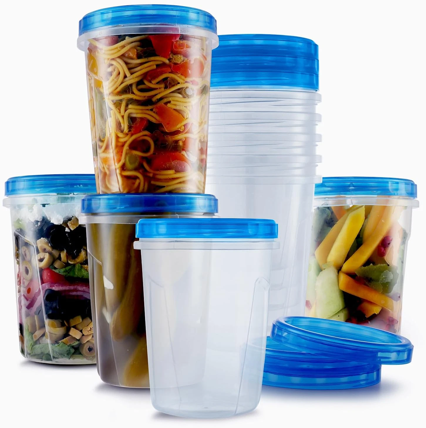 10 Pack Leakproof Freezer Containers for Food with Twist Top Lids - 32 Oz BPA Fr