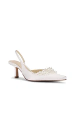 RAYE Serena D'orsey  Pump satin Pearl bead embelished ivory size 7.5 $188 msrp