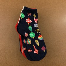 Womens One Size Multicolor Holiday Print Quarter Crew Socks 6 Pairs New