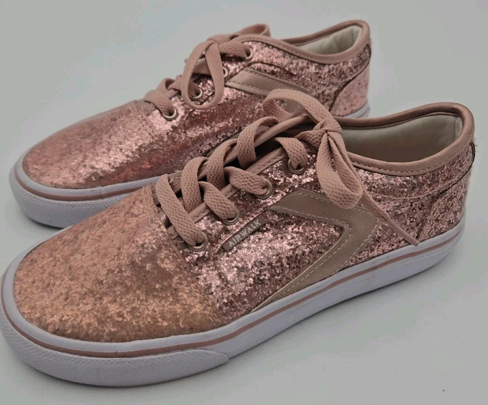 Tênis Airwalk Rosa Glitter Infantil Rieder Pro Meninas Mulheres Tamanho 3 1/2 com Cadarço... - Imagem 2 de 4