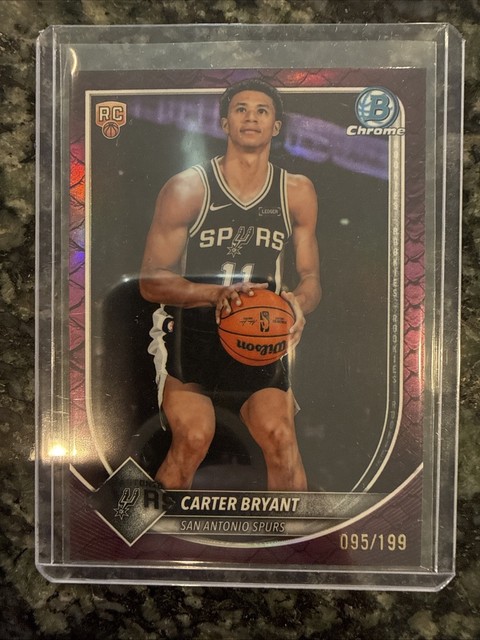 2025-26 Topps Chrome Bowman Carter Bryant RC Spurs Purple Reptilian /199